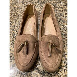 London Rag Cabbose Taupe Micro Suede Loafers Size 8 NWOT